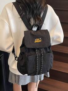 Mochila pequeña plegable ligera de estilo japonés popular primavera/verano 2026, diseño mini con bloques de color fresco, versátil y de moda para mujer, estilo universitario para estudiantes de secundaria, bachillerato y universidad, uso diario casual - Multicolor - Ver 7