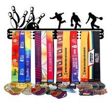 1PC Bowling Gold Silver Bronze Medal Display Rack, Metal Wall Decor Storage Rack, Suitable For Sports Awards, Weather-Resistant Display For Collectibles - Perfect For Sports Enthusiasts And Athletes - Indoor And Outdoor Display, Ideal Gift For Sports Fans And Champions - Black - View 2