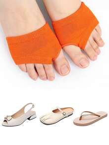 1 par de calcetines invisibles de media punta con separador de dedos para mujer, con cojín de esponja, elásticos, transpirables, suaves, antideslizantes y sin costuras - Multicolor - Ver 4