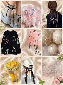 20 piezas/10 piezas/5 piezas Lazos de cinta para envolver regalos, diversas decoraciones, accesorios de costura hechos a mano, joyería DIY y accesorios para el cabello - Negro - Ver 4