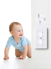 10pcs British White Plastic Socket Covers - Home Appliance Child Safety Device, Baby Infant Electrical Outlet Plug Protectors - Multicolor - View 4