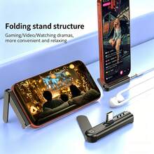 2-In-1 Stand Converter (Phone Stand + Audio) USB-C Portable 360° Right Angle High-Quality Audio Conversion Adapter With Phone Stand Converter, Compatible With IPhone 17/16/15/ Phones/Tablets And Laptops, Plug And Play Conversion Stand - Black - View 5
