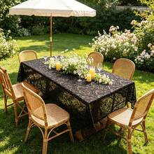 A French-Style Phoenix Flowered Silk Tablecloth, Suitable For Outdoor Wedding Decorations, Applicable To Dining Tables, Coffee Tables, Parties, Gatherings. It Can Be Hand-Washed And Is Easy To Clean. It Is Also Suitable For Home Decoration. - B - View 3