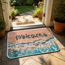 1pc Summer Beach Vacation Style Gold Diamond Velvet Rug, Comfortable & Durable, Balcony Hallway Decor Carpet, Entryway Bedroom Kitchen Doormat, Home Essential - Multicolor - View 8