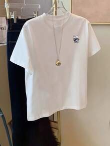 Camiseta de Manga Corta para Hombre, Nueva Colección Verano 2026, Estampado Moderno, Cuello Redondo, 100% Algodón, Versátil - Gris - Ver 6