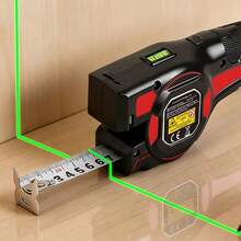 NJTY 3-In-1 Laser Tape Measure, Dual Up/Down Green Laser Lines, 5m Auto-Lock Tape & Built-In Precision Bubble Level, Layout Tool For Wall Mounting, Carpentry, Ceiling Renovation, DIY Woodworking And Home Construction Projects - A - View 7