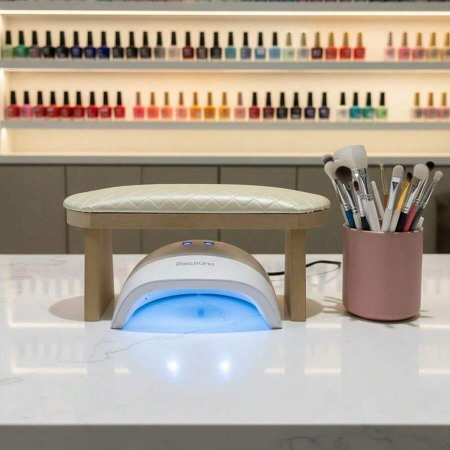 Apoio de Mão para manicure profissional Cru luxuoso descanso de punho para Mail designer salão de beleza - Branco - Visão 1