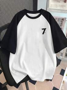 Made In Japan, Spring/Summer Cotton, Round Neck, Loose Fit, Versatile, Simple, English Print Short-Sleeve T-Shirt - White - View 2