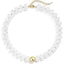 Collar de cuentas gruesas y coloridas, collar personalizado de cuentas acrílicas multicolor, joyeríajustable para la playa de verano, regalo para mujeres. - Blanco - Ver 9