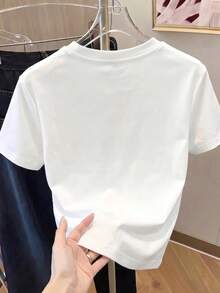 Men's Loose Fit T-Shirt, Full Skeleton Print Riding A Roaring Tiger With Night Sky, Half Moon And Stars, Vintage Bow Text, Western Retro Gothic Streetwear Style. - 白色 - 查看 2