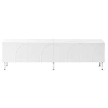 TV Stand/Living Room Side Table With Curved Lines In Three Dimensions, Four Doors, Two Separate Storage Compartments, Metal Legs. - 白色 - 查看 6