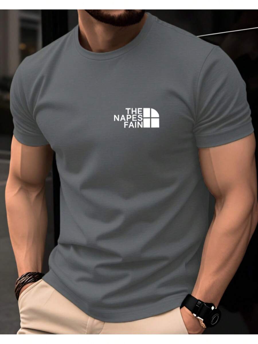 Effortless Texture! A Simple, Casual T-Shirt That's Incredibly Flattering For Everyday Outings. A Cool And Breathable Summer Tee, Perfect For Wearing In Spring. - 深灰色 - 查看 1