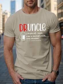 Camiseta de Hombre con Estampado Drunk Uncle - Manga Corta Casual, Poliéster Transpirable, Camiseta con Estampado Geométrico de Verano - Gris oscuro - estilo2 - Ver 8