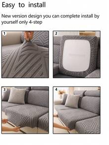 1pc Elastic Sofa Cover, Non-Slip Full Wrap Sofa Seat Cover, All-Season Universal Sofa Cushion Cover, Thickened Fabric Sofa Cover, Machine Washable, Dust-Proof, Dirt-Resistant, Home Decor, Pet-Friendly Protective Cover, Dark Gray Fresh Room Decor, Adjustable Corner Sofa Cover Suitable For Bedroom, Office, Living Room, Combination And L-Shaped Sofa And 1234 Seat Covers - Dark Grey - View 12