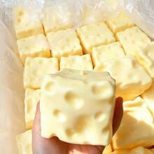 Extra Large Realistic Cheese Squishy Stress Relief Toy, Non-Rebounding Malleable -Like Squeeze Toy For Teens And Office Workers - Multicolor - View 1