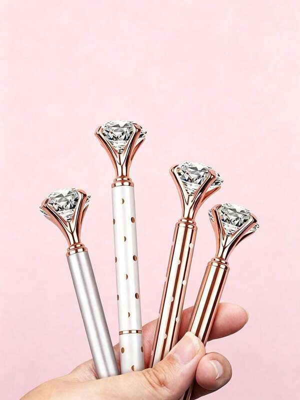 10pcs Large Crystal Rhinestone Metal Ballpoint Pens, Shiny Gemstone Pens, Smooth Writing, Exquisite Elegant, Creative Diamond Design, Wedding Guest Signing Pens, Bridesmaid Gifts, Bachelorette Party Wedding Table Decor, Party Gift Pens, Party Favor Gift Bags, Office Stationery Gifts, Fun Learning Supplies, Women's Office Desk Supplies, School Essentials, Back To School, Random Color
