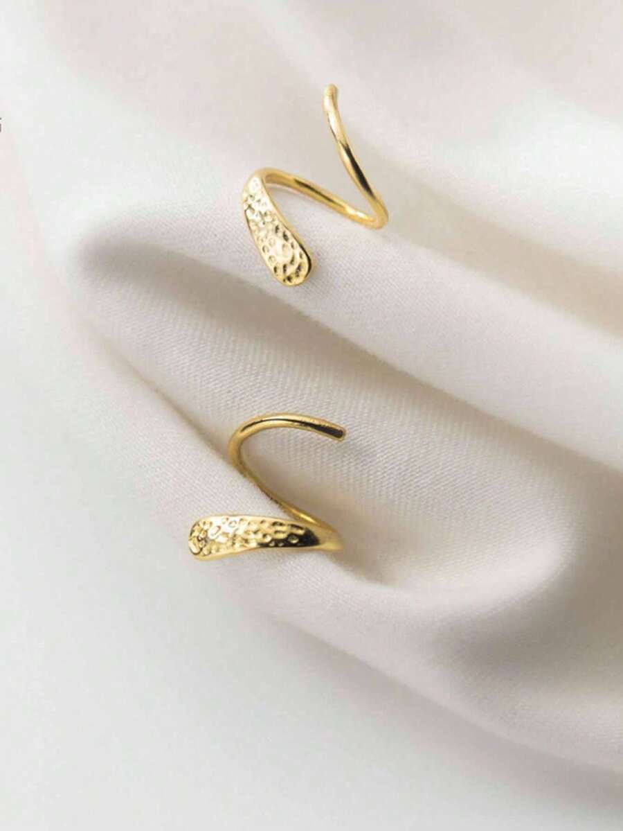 1 Pair Simplistic 925 Sterling Silver Spiral Stud Earrings, Sweet Korean Jewelry Accessory, Friendship & Couples Gift - Spiral - View 1
