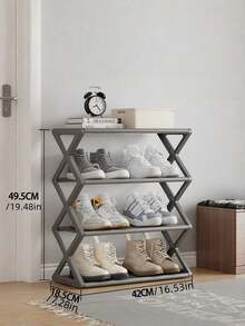 4-Tier Z-Shaped Plastic Floor Storage Rack, Multi-Functional Large Capacity Storage Shelf, Easy Assembly Floor Storage Rack, Stackable, Suitable For Hallway, Closet, Living Room, Bedroom, Dorm - Multicolor - View 10