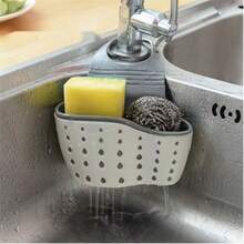 Kitchen Storage Rack | 1pc Thickened Kitchen Sink Sponge Holder - Sink Storage Box Silicone Storage Box, Hanging Multi-Functional Drainage Adjustable Strap, Used For Kitchen Sink Water-Absorbing Sponge Holder And Kitchen Bathroom Faucet Hanging Basket Storage - A - View 2