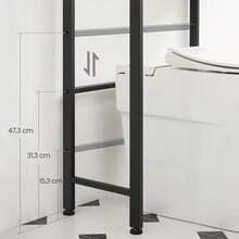 VASAGLE Estantería de Inodoro con 3 Estantes, Estante de Baño, Ahorro de Espacio, Soporte de Lavadora, Montaje Fácil, Estilo Industrial, Marrón Rústico y Negro MBTS002B01 - Marrón - Ver 8