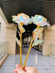 Crystal Roses Artificial Flowers Realistic Rose Bouquet For Wedding Mother's Day Easter Anniversary Centerpiece Valentine Gift Birthday Party Thanksgiving Decor No Maintenance - Multicolor - View 5