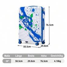 Custom PC Spinner Wheel Suitcase, Hand Luggage Suitcase, With Printed Pattern And Combination Lock - 藍色 - 查看 13