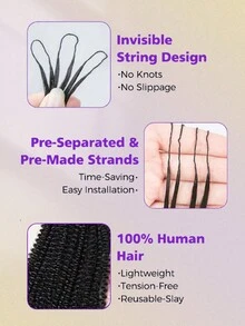 OQ Hair Invisible String Feather Afro Curly Crochet Human Hair 16-24 Inch Perfect For Boho Braids Natural Color No Chemical Process High Quality Daily Use For Beginners - SNatural - View 8