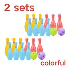 1/2 Sets Plastic Bowling Set, 10 Colorful Bowling Pins & 2 Bowling Balls, Mini Indoor Outdoor Sport Bowling Game, Educational Activity For Backyard Party, Birthday Gift, Classroom & Family Interactive Game Supplies - Multicolor - View 11
