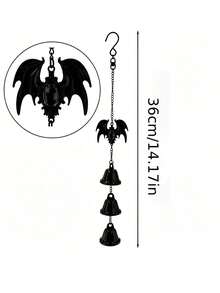Large Gothic Style Bell, Metal Rotating Hook Material, Witch Bell, Bat Bell Hanging Decoration, Suitable For Holiday Decoration, Pendant Light, Yard, Room, Garden, Patio And Other Scenes. Handmade, Decorative Door Hanging Bell, Suitable For Bohemian Style Home Space (Black) - Black - View 11