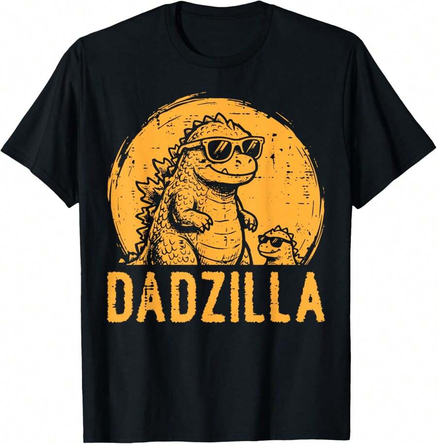 Camisetas para Hombre, Camiseta Divertida de Kaiju para el Día del Padre, Camiseta de Anime, Camiseta Clásica, Camiseta Unisex de Algodón Puro de Anime Japonés, Ropa de Verano para Hombre, Y - Negro - Ver 1