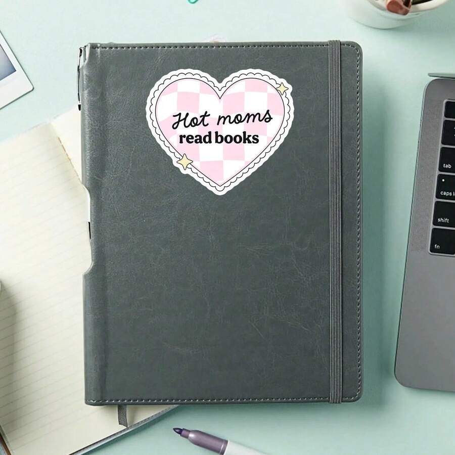1PC Bookish Girlie Decal Sticker, Hot Moms Read Books Typography Vinyl Sticker For Kindle Laptop, Waterproof Bookworm Sticker For Water Bottle Journal Travel Case, Cute Gift For Book Club Members BFF Girls - S2370 - View 1