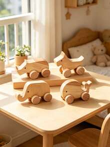 1pc Funny Wooden Animal Figurine Desktop Decor Suitable For Nursery And Children's Room Baby Accessories Baby Supplies Baby Girl Supplies Room Decoration - Multicolor - View 2