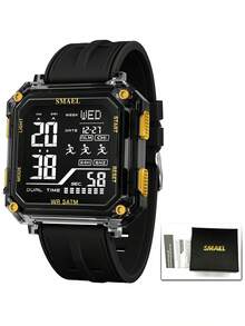 SMAEL 1pc Square Dial Digital Watch For Men And Women Student Casual Fashion Stopwatch Alarm Sports Wrist Watch - one-size - View 17