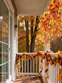 1/2/4/6pcs Artificial Autumn Hanging Flowers, Bright Orange Artificial Hanging Flowers, UV Resistant Home Decor, Suitable For Bedroom Decoration, Porch, Patio, Garden Farmhouse, Wedding, Harvest Festival, Thanksgiving, Halloween, Outdoor Artificial Flowers Autumn Decoration - Brown Double Color - View 6