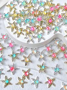 10 piezas de adornos de arte de uñas con forma de estrella de mar 3D de colores aleatorios, decoración de uñas de estrella de mar de metal con strass, gema de color sirena, strass de uñas de cristal brillante con parte posterior plana, adecuado para arte de uñas DIY, vaso, funda de teléfono, álbum de recortes y manualidades con tema oceánico, envío aleatorio - Multicolor - Ver 5