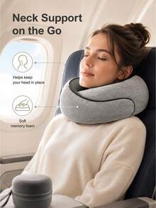 U-Shaped Neck Pillow, Portable Detachable Outdoor Airplane Travel Pillow Set,Premium Travel Pillow All Around Neck Wrap Memory Foam Neck Pillow Air Travel Comfort Cushion Office Nap Rest Soft Airplane Pillows - Multicolor - View 2
