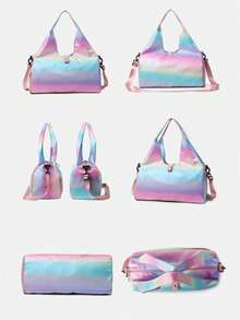 Yoga Sports Fitness Bag Unisex With Shoe Compartment And Dry/Wet Separation Storage Bag, Adjustable Yoga Mat Strap, Travel Luggage Tote Bag, Fitness Shoulder Bag - Multicolor - View 7