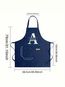 Delantal personalizable con nombre, ropa de trabajo de cocina cómoda y neutra, fácil de cuidar, diseño práctico con bolsillos y correas ajustables, adecuado para entusiastas de la cocina - Multicolor - Ver 4