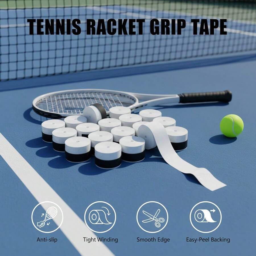 Tennis Racket Absorbent Anti-Slip Replacement Grip Tape, Easy-Tear Adhesive Backing, Durable High-Friction Handle Tape, Suitable For Tennis, Padel, Badminton Rackets - Multicolor - View 1