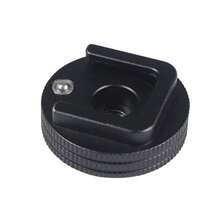 Black Imperial 1/4" Thread Disc Adapter Anti-Lost Cold Shoe Base Reverse Lock Tripod Screw Replacement Fit Ball Head DSLR Cage Flash Mic - View 1