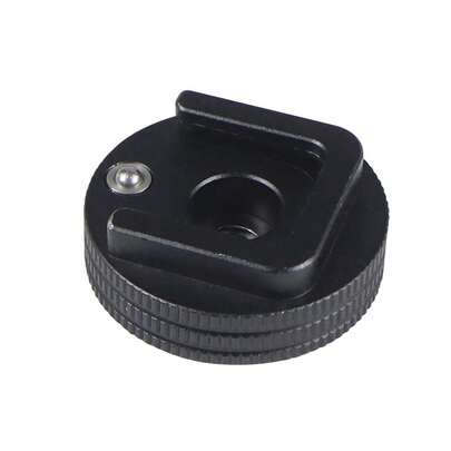 Adaptador de disco con rosca de 1/4" Black Imperial, base de zapata fría anti-pérdida con bloqueo inverso, tornillo de repuesto para trípode, compatible con rótula, jaula DSLR, flash y micrófono