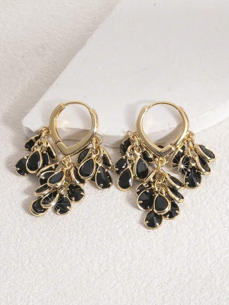 Pendientes Clásicos Minimalistas para Uso Diario, Joyería Impermeable - Pendientes en forma de lágrima color jade - Añade 14