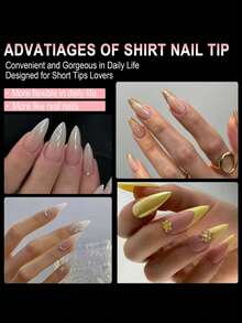 100 Peças Pontas de Unhas de Gel Macio, Adesivos de Unhas Semifoscas de Cobertura Total, Amêndoa, Quadrada, Caixão, Borda Francesa, Unhas Postiças, Design Fino na Frente e Grosso Atrás, Ajuste Seguro, Unhas de Extensão de Gel Removíveis, Suprimentos de Arte de Unhas - Transparente - Visão 3