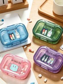 Portable Pill Box With Capsule, Mask, And Hand Sanitizer Patterns, Home And Travel Mini Pill Organizer, Waterproof And Moisture-Proof, Portable Jewelry Box, Travel Pill Box With Large Compartments, Weekly Medication Planner, Daily Medication And Vitamin Storage, Essential For Doctors And Nurses, Emergency Needs, Travel, Hiking, Emergency Rescue, Perfect Gift For Father's Day, Back To School, And Teacher's Day - Multicolor - View 9