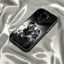 [24h Versand Aus DE/FR/ES]Glossy Black Electroplated Shockproof Phone Case, Vintage Black White Boxing Champion Athlete Trophy Retro Portrait Print,  Birthday Christmas Holiday Gift For Sports Hip Hop Streetwear Fans, Compatible With IPhone 17 16 15 14 13 12 11 Plus Pro Max,  S21-S26 Ultra, , , Soft Anti-Scratch Drop Resistant TPU Cell Shell For Teens & Young Adults - 1 - View 2