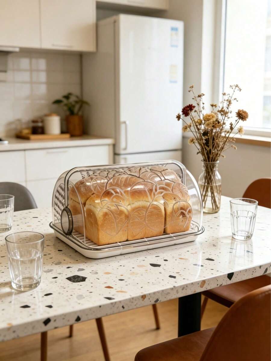 1 Piece Bread Box With Flip-Top Lid For Easy Access; Dustproof And Fresh-Keeping, Large Capacity, Suitable For Toast And All Kinds Of Baked Goods - View 1