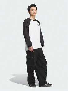 Adidas Originals 男士 WABASH TEE 3 長袖針織無領 T-Shirt TKD1854 - 黑與白 - 查看 4