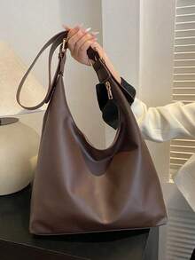 Bolso de hombro de mujer de gran capacidad y unicolor vintage, bolso cruzado multifuncional, bolso de mano, bolso cruzado de gran capacidad, bolso de trabajo casual (el color y la imagen pue - Negro 9 - Ver 2