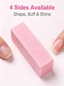 1pc Macaron Pink 4-Sided Nail Polishing Sponge Block, Long Fine Sponge Tofu Block, Colorful High-Foam 4-Sided Buffing Block, Nail Shaping Buffing Nail Surface Brightening Natural Nail Buffer - Multicolor - View 1
