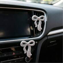 New Release Ceramic Clay Rhinestone Bow Car Interior Sticker Decor DIY Goddess Ins Perfect Gift - Multicolor - View 4